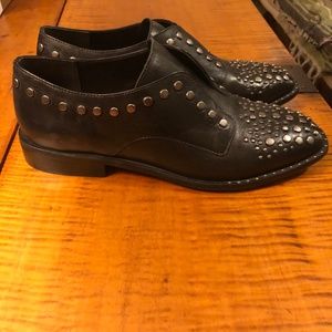 LF/Life Mine black leather studded loafer